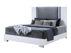 MOON WHITE KING BED WITH LED
