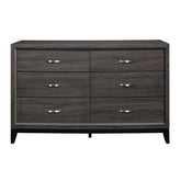 Contemporary Design 1pc 6-Drawers Dresser Gray Finish Polished Hardware Wooden Bedroom Furniture