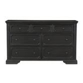 Charcoal Finish Traditional Dresser of 7 Storage Drawers Wooden Bedroom Furniture 1pc Rustic Style