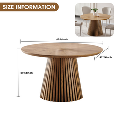 Wooden dining table, modern round kitchen dining table, fashionable design, suitable for family gatherings, multi-functional and space-saving, suitable for living room and dining room