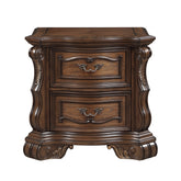 Formal Traditional Dark Brown Finish Luxury Nightstand of 2x Drawers Gold Accent Detailing Bedroom Furniture 1pc Bedside Cabinet