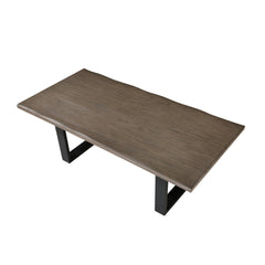 Black and Oak Finish Contemporary Dining Table 1pc Metal Base Wooden Furniture