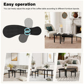 Contemporary rotatable cocktail table with solid rubber wood legs, 360 degree rotating coffee table with wood grain veneer tabletop black / walnut / grey brown finish for living room, bedroom