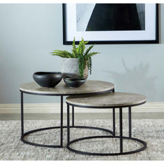 Hanover Grey 2-Piece Round Faux Marble Nesting Coffee Table