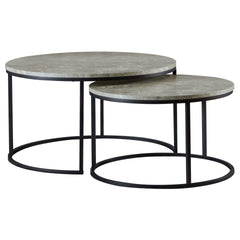 Hanover Grey 2-Piece Round Faux Marble Nesting Coffee Table