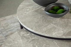 Hanover Grey 2-Piece Round Faux Marble Nesting Coffee Table