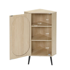 Corner cabinet ,Rattan door,Freestanding Corner Tables For Small Spaces, Corner Shelf Stand For Living Room, Kitchen, Bedroom