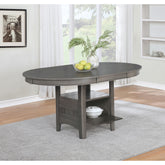 Lavon Oval Medium Grey Extension Leaf Dining Table