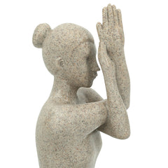 7x5.5x9.5" Beige Resin and Stone Yoga Figurine in Anjali Mudra Pose