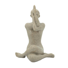 7x5.5x9.5" Beige Resin and Stone Yoga Figurine in Anjali Mudra Pose
