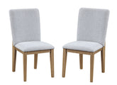 Delphine Set of 2 Gray Linen Fabric 19" Dining Chair