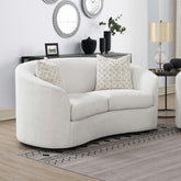 Rory Latte Sloped Arms Loveseat with Pillows