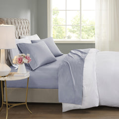 4-Piece Full Cooling Cotton Blend Sheet Set, Blue