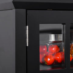 HOMCOM Elegant Buffet with Hutch, Kitchen Pantry Storage Cabinet with Framed Glass Door Drawer and Microwave Space, Black