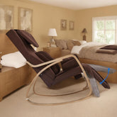 Full massage function-Air pressure-Comfortable Relax Rocking Chair, Lounge Chair Relax Chair with Cotton Fabric Cushion Brown