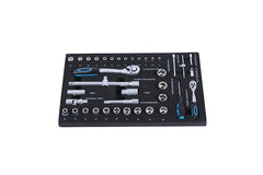 4-Drawer Rrolling Tool Box, 24.4" With 4 Wheels and Drawers With Tools, for Garage, Warehouse, Workshop, Shop,BLUE