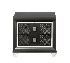 Modern Glam Metallic Gray Finish Storage Drawers Nightstand 1pc Wooden Bedroom Furniture Acrylic Leg