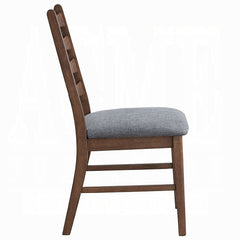 Walnut Finish Dining Chairs Set of 2, Dark Gray Upholstered Seat Durable Solid Wood Modern Dining Furniture