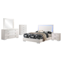 Dulcey White High Gloss 5-piece Full Bedroom Set