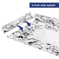 22-inch × 4-inch Bathroom Sink Side Splash, suitable for bathroom vanity sink top sizes, engineered marble stone side splash, Panda White.