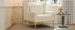 Modern Armchair Velvet Accent Chair Reading Chair Single Sofa Chair for Living Room, Bedroom, or Reading Corner, Beige