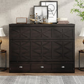 Queen Size Murphy Bed with Large Drawers and USB,Brushed Espresso