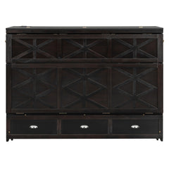 Queen Size Murphy Bed with Large Drawers and USB,Brushed Espresso