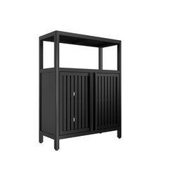 Black Large Capacity Bamboo Storage Cabinet Furniture for Bathroom Living Room Bathroom Bamboo Storage Cabinet With Shelves