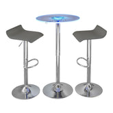 Spyra-Ale Contemporary Adjustable Bar Set in Chrome Metal, Clear Acrylic with Light Up Tabletop, and Grey PVC by LumiSource - 3 Piece