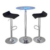 Spyra-Ale Contemporary Adjustable Bar Set in Chrome Metal, Clear Acrylic with Light Up Tabletop, and Black PVC by LumiSource - 3 Piece