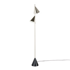 Cone 65" Contemporary Metal Floor Lamp in Plated Nickel with A Black Faux Marble Metal Base by LumiSource