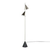 Cone 65" Contemporary Metal Floor Lamp in Plated Nickel with A Black Faux Marble Metal Base by LumiSource