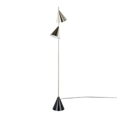 Cone 65" Contemporary Metal Floor Lamp in Plated Nickel with A Black Faux Marble Metal Base by LumiSource