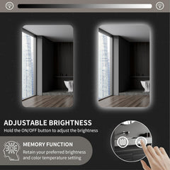 Rectangular Backlit Mirror Bathroom 24"x36"