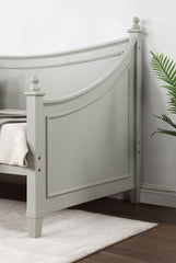 Light Gray Finish Transitional Style Molding Design Twin Daybed Mattress Ready Poster Design With Finials Solid Wood Structure