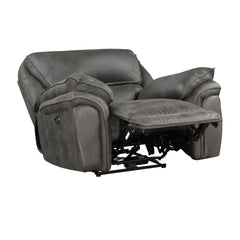 Plush Modern Design Living Room Power Reclining Chair Gray Microfiber Upholstery USB port Solid Wood Frame Furniture 1pc