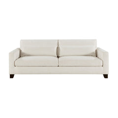 Ivory Fabric Upholstered Sofa with Pillows Cushion Seat and Back Modern Living Room Furniture 1pc Solid Wood Legs