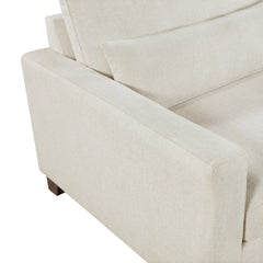 Ivory Fabric Upholstered Sofa with Pillows Cushion Seat and Back Modern Living Room Furniture 1pc Solid Wood Legs