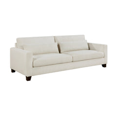 Ivory Fabric Upholstered Sofa with Pillows Cushion Seat and Back Modern Living Room Furniture 1pc Solid Wood Legs