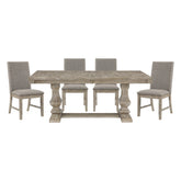Traditional Style 5pc Dining Set Table with Extension Leaf and 4x Side Chairs Brownish Gray Finish Wooden Dining Kitchen Furniture