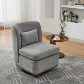 25.2 "Wide Modern Chenille Cushioned Armless Metal Base 360° Swivel Chair with Pillow, Suitable for Living Room, Family Room, Bedroom, Lounge Area, Office. Grey