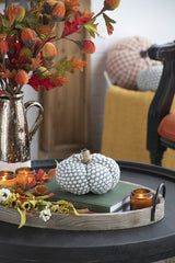 Set of 4, 6x6x5"H Knite Pumpkin, Pumpkin Ornament Decor for Holiday Harvest Festival Fall Festival & Thanksgiving