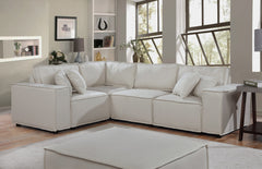 Melrose 99" Modular Sectional Sofa with Ottoman in Beige Linen