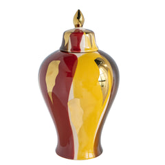 7.7x7.7x13.8" Curved Ceramic Jar with Artistic Multicolored Finish