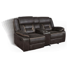Brazelton Brown Upholstered Glider Loveseat with Console