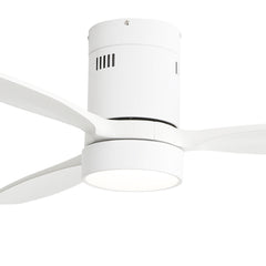 52 Inch Flush Mount Solid Wood Ceiling Fan With 6 Speed Remote Control Reversible DC Motor For Home