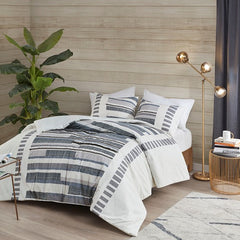 Full/Queen 3 Piece Cotton Printed Duvet Cover Set w/ trims
