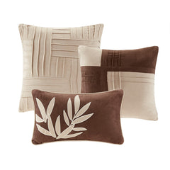 7 Piece Faux Suede Comforter Set Beige Cal King