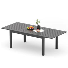 63"-92" Extendable Aluminum Outdoor Dining Table, All-Weather Gray Patio Table