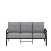 70” All-Weather Metal 3-Seat Patio Sofa, Khaki Frame with Gray Cushions